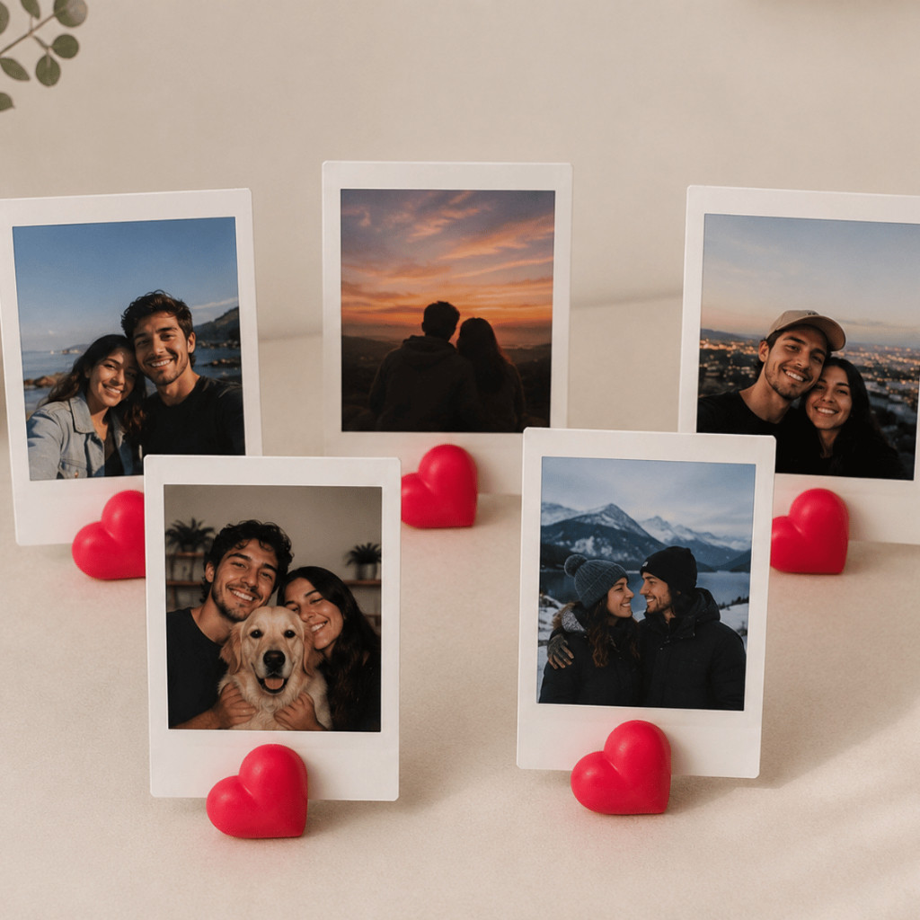 Suporte para Foto Polaroid Coração Vermelho | Lembrancinha Romântica Dia Dos Namorados