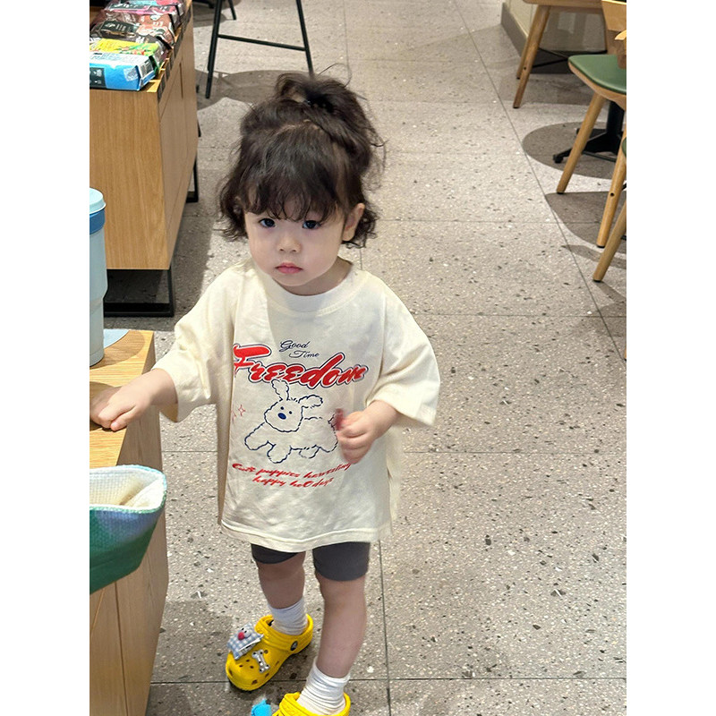 Crianças roupas infantis meninas verão camiseta novo estilo dos desenhos animados impressão bonito de manga curta crianç