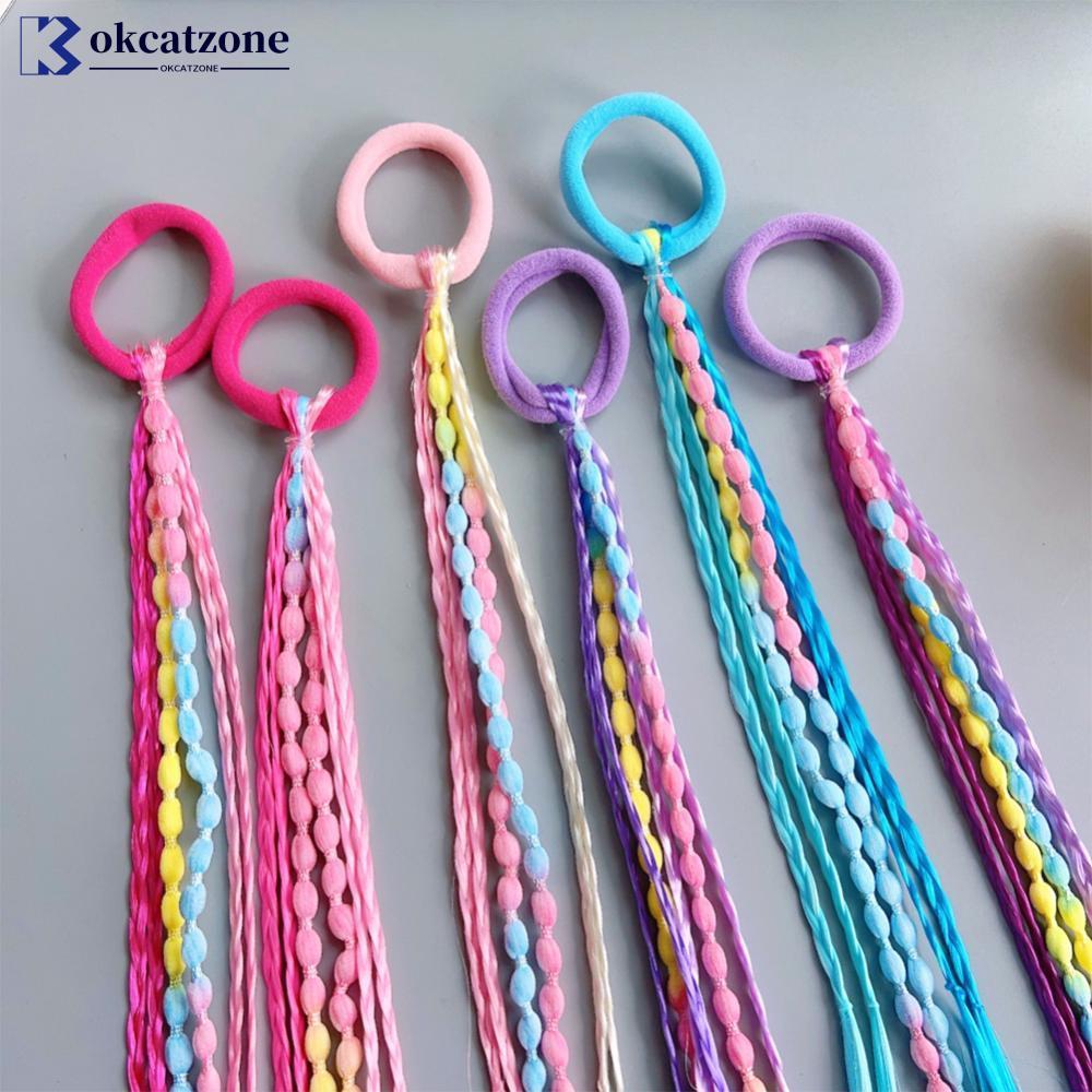 OKCATZONE Colorido Elástico Laços De Cabelo Faixa Com Peruca Trança Para Crianças E Adultos Moda Doce Diário Acessórios