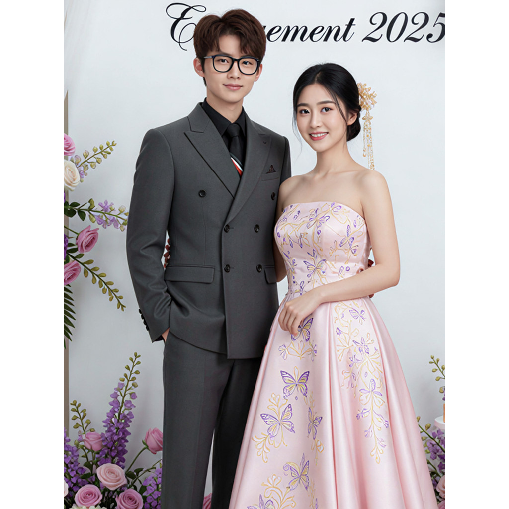 ARHI terno duplo Breasted terno Formal masculino casamento High-End cinza italiano noivo terno de casamento vestido