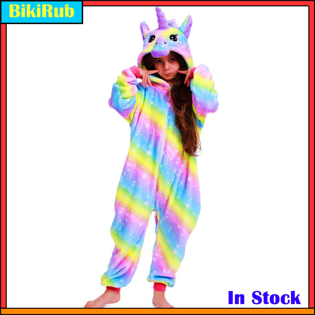 Pijama De Desenho Animado De Unicórnio Infantil Kigurumi De Natal , Macacão De Cosplay De Animal Com Capuz , Roupa De Do