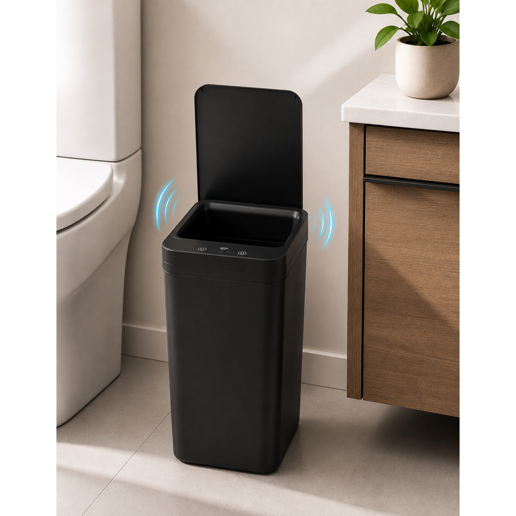 Lixeira Inteligente com Sensor Automática 15L Tampa Higiênica Antiodor Resistente para Casa Escritório Banheiro Cozinha