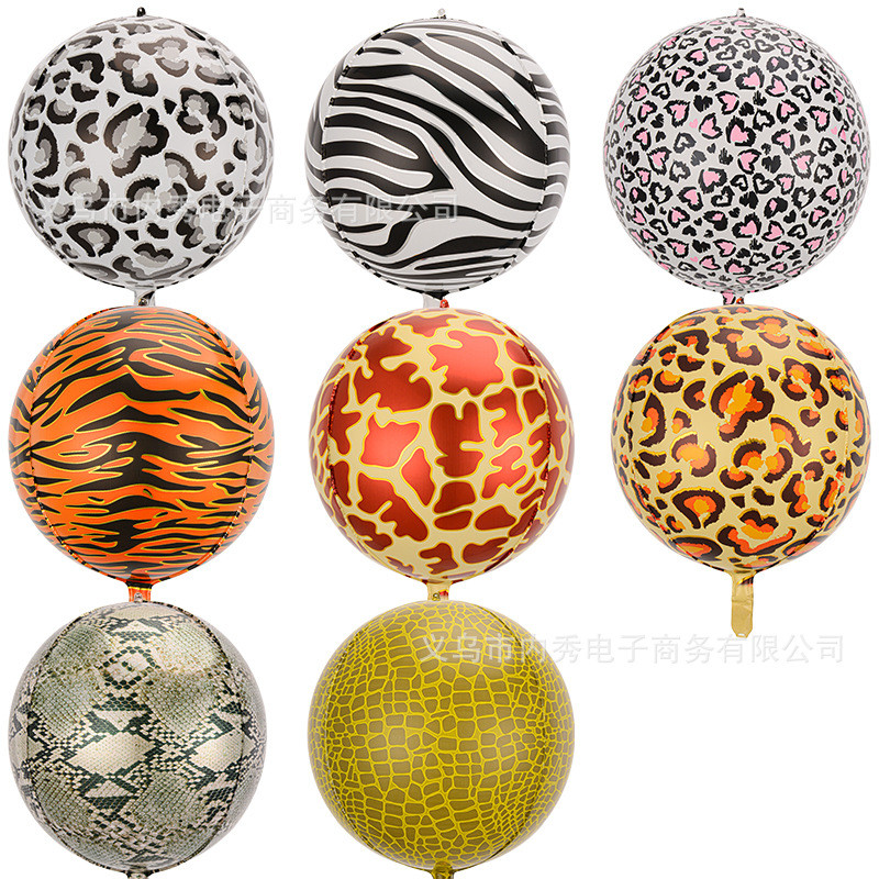 Balão De Alumínio 4D 22 Polegadas Estampa Animal Tigre Leopardo Zebra Tema Safari Decoração Festa Aniversário Infant
