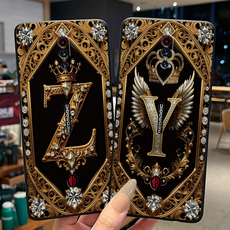 Capa De Telefone Para ZTE Nubia RedMagic 5G/Red Magic 5S Macio Preto Silicone Traseira Letras Iniciais Padrão Moda Prote