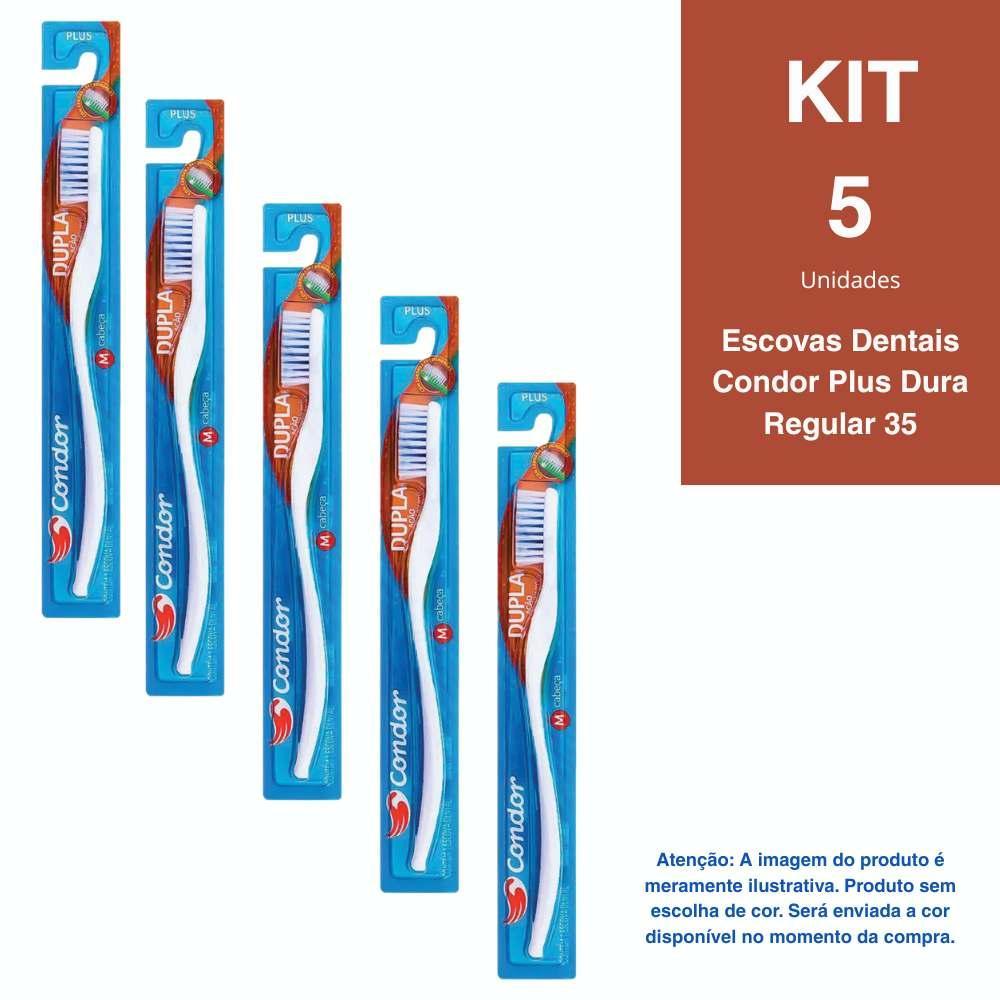 Kit 5 Escovas Dentais Condor Plus Dura Regular 35