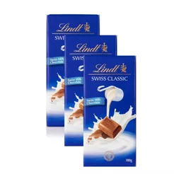 Kit 3 Chocolate Lindt Swiss Classic Milk ao Leite com 100g
