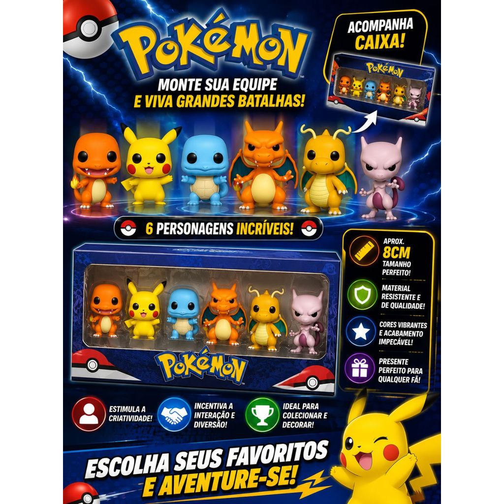 Bonecos Colecionáveis Pokémon c/ Caixa