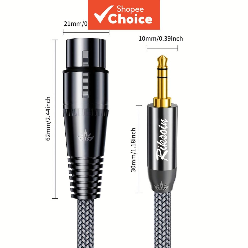 Conversor de cabo de microfone 3,5 mm para XLR fêmea para laptop, telefone, alto-falante, mixer e som HI-FI
