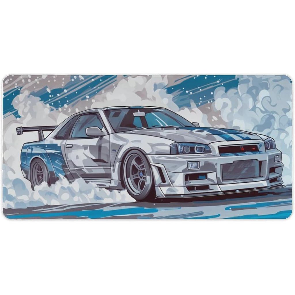 Mouse Pad Grande para Jogos Cool Drift Car JDM R34, Base de Borracha Antiderrapante, Acessórios de Computador para Escri