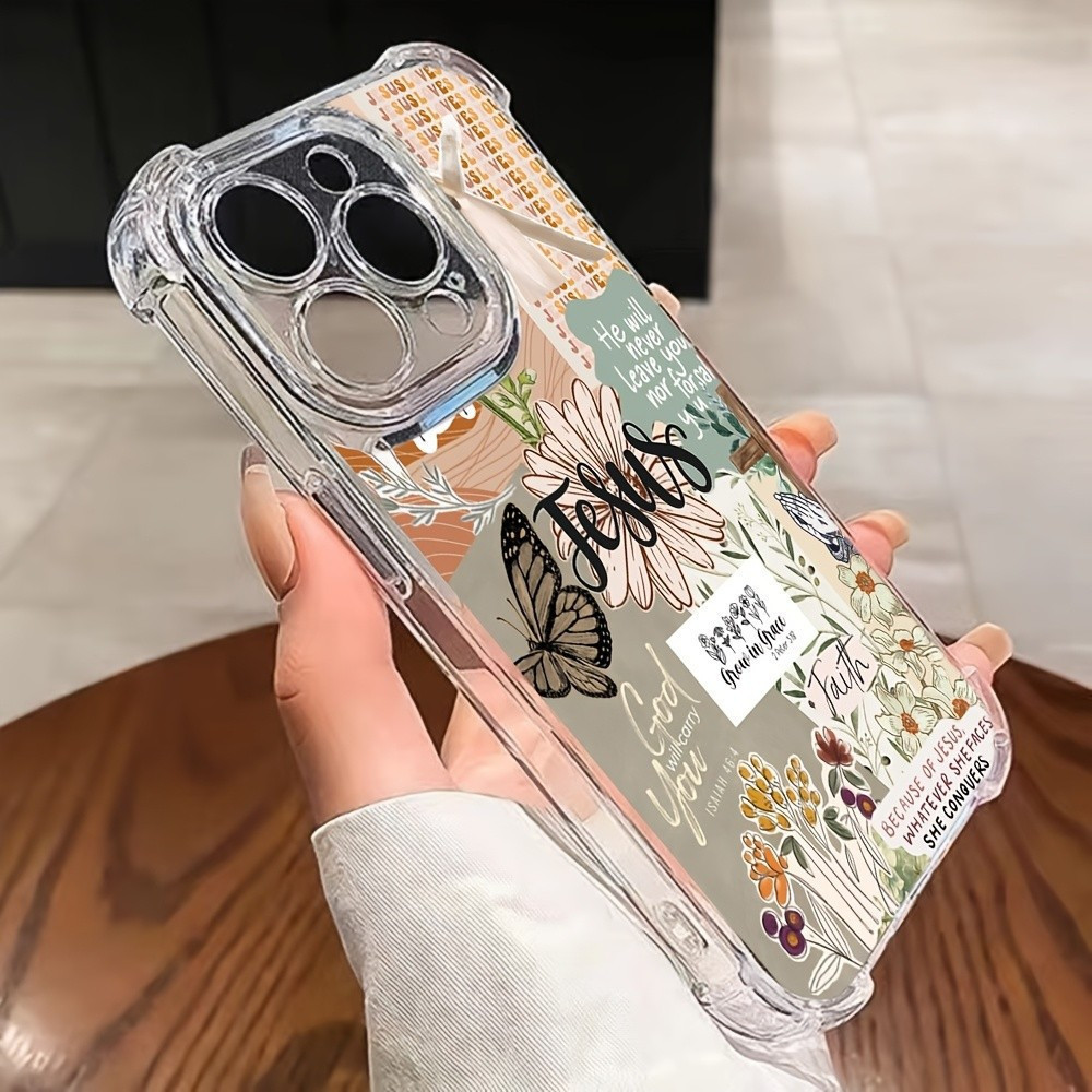 Capa de celular criativa e estilosa com as palavras "Jesus te ama" impressas, adequada para iPhone 16, 15, 14, 13, 12, 1