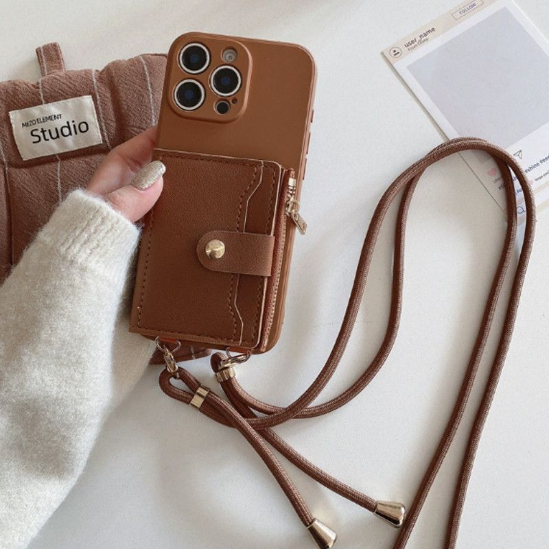 Capa Porta-Cartões Com Cordão Crossbody Para OPPO A3X A40 A3 Pro 5G A60 A17 A31 A9 A5 2020 F9 F7 A83 A1 R17 4G Carteira