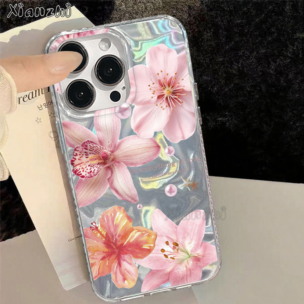 Capa Para Samsung S24 Plus S23 FE S23 Ultra S21 S22 S20 A56 A55 A54 A16 A15 A35 Flor Rosa Amor Coração Ondulação Caso De