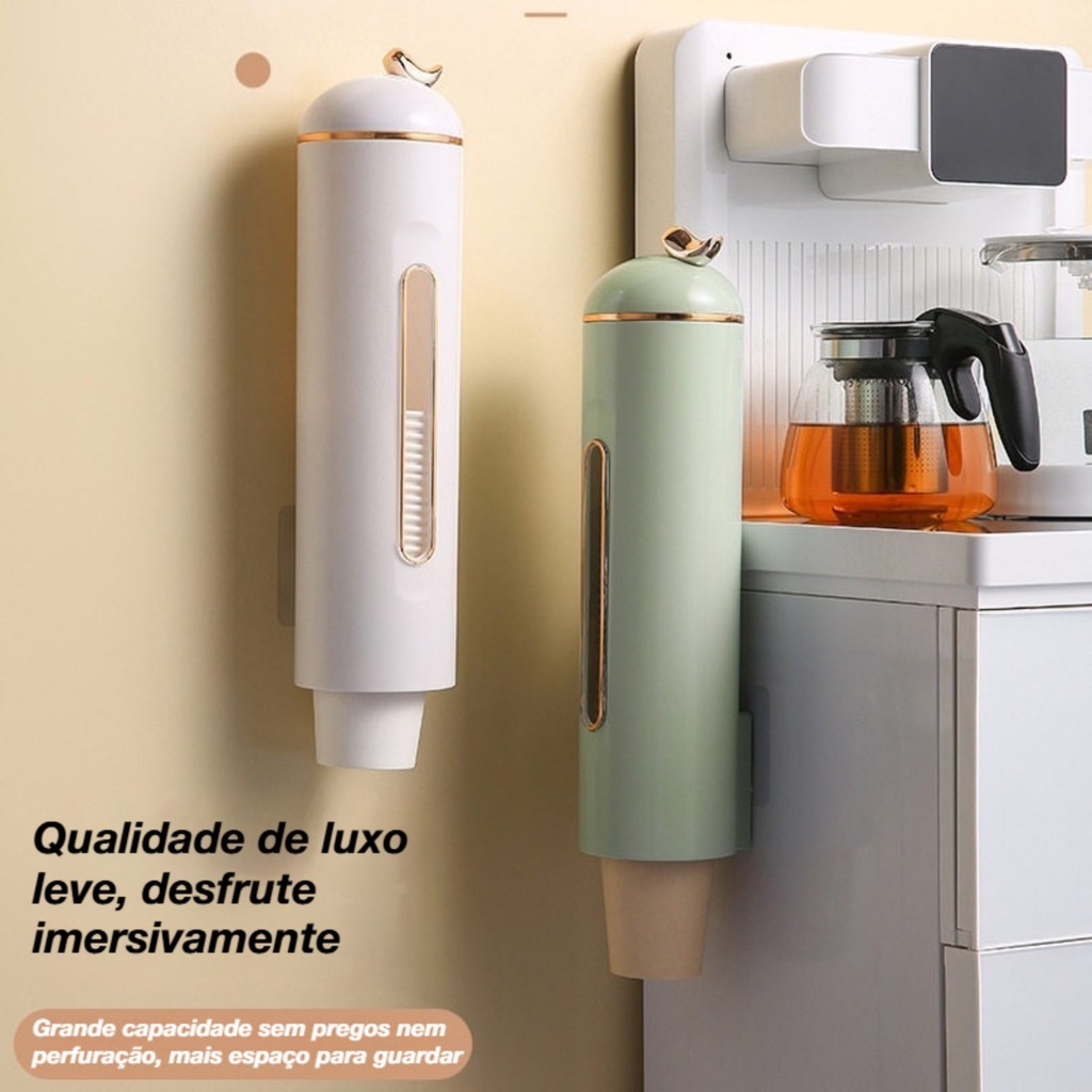 Porta Copos De Parede Suporte Adeviso Organizador Dispenser De Luxo Sem Furos