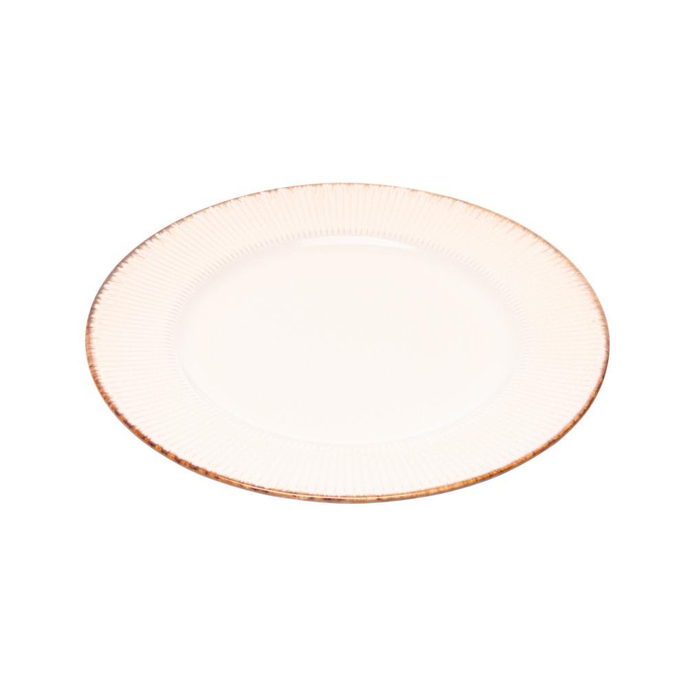 Prato Raso Lyor Linear de Cerâmica Bege 27cm