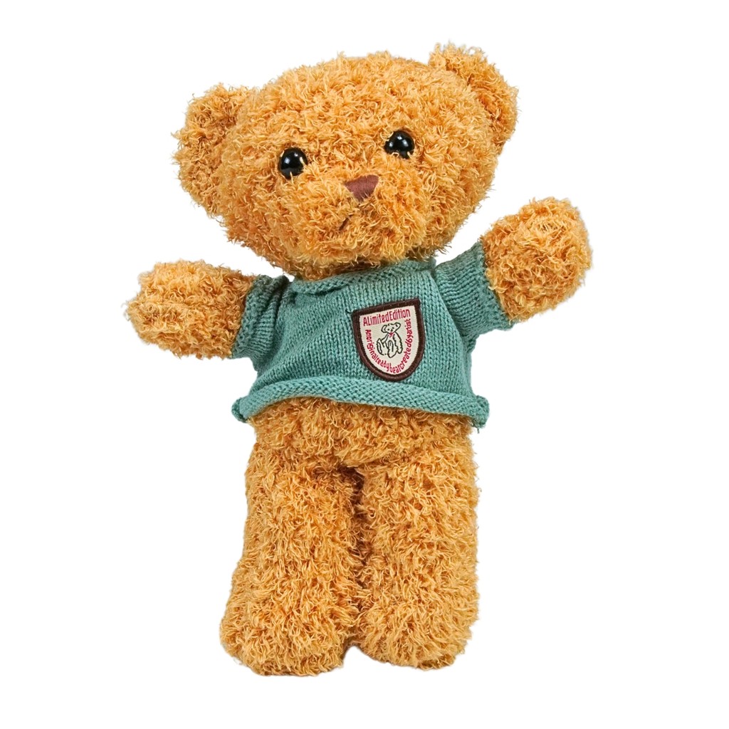 Brinquedo Ursinho Pelúcia Infantil C/ Roupinha de Lã Fofinho Castela