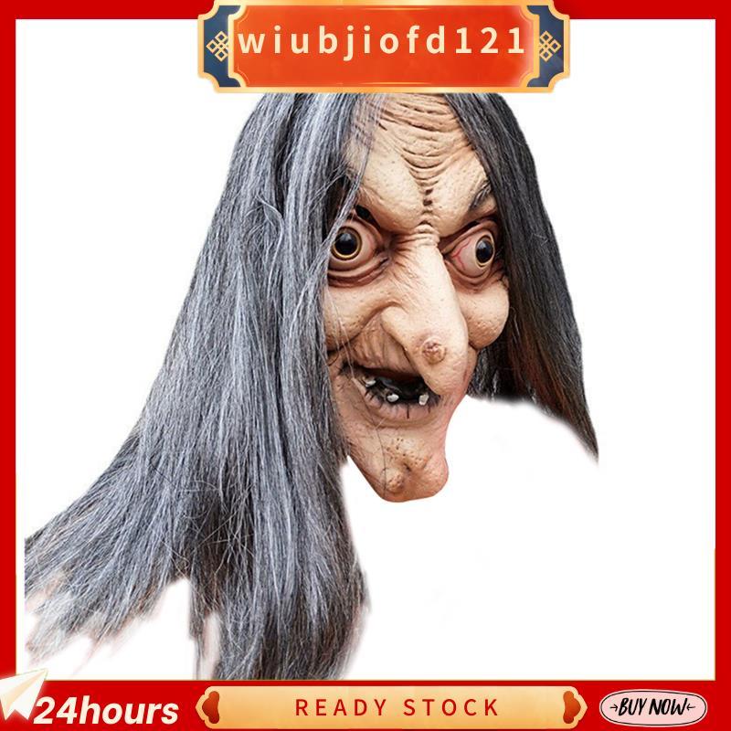 Máscara De Bruxa Antiga Assustadora De Látex Com Cabelo Fantasia De Careta De Halloween Cosplay