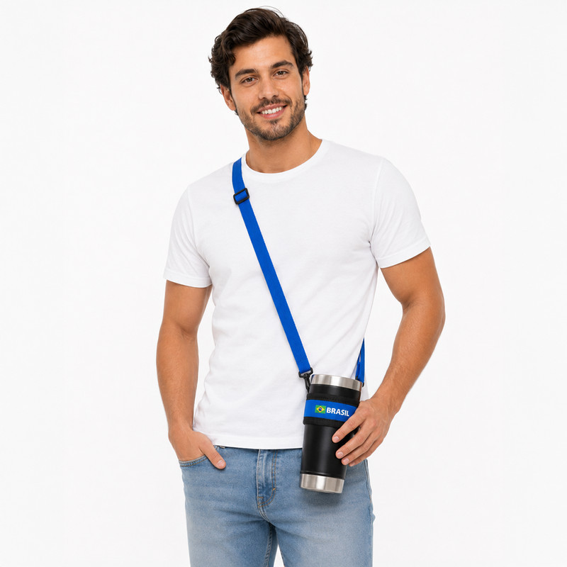 Alça Para Copo Térmico Tirante Brasil Copo De Festa Churrasco Praia Cerveja Premium