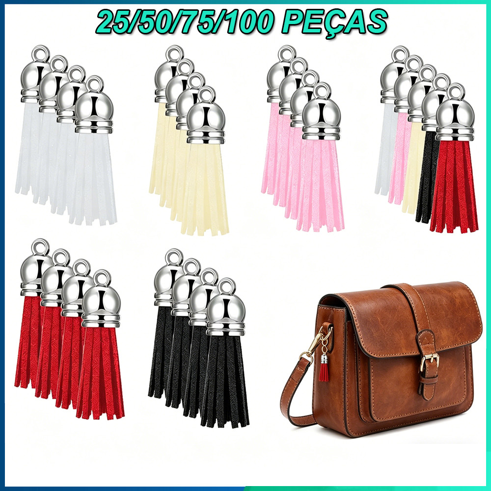 25/50/75/100peças de chaveiro com borlas pingentes de borla para artesanato faça você mesmo fabricação de joias 3.6cm