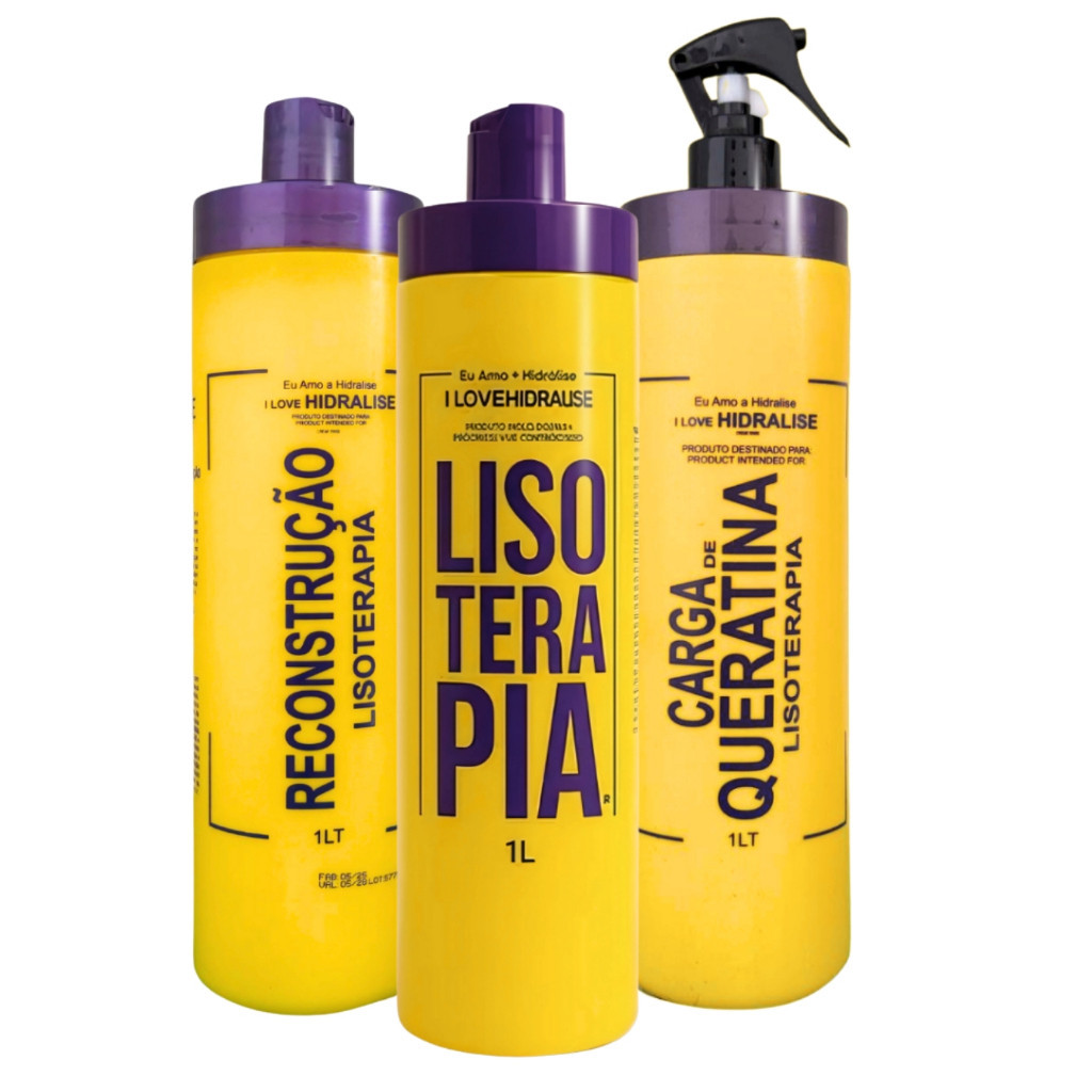Kit Lisoterapia 3x1L – Escova Progressiva + Reconstrução + Carga de Queratina – Sem Formol