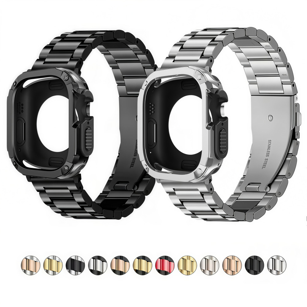 Pulseira De Aço Inoxidável+2 Em 1 Proteção Capa Kit Para Apple Watch 40mm 41mm 4