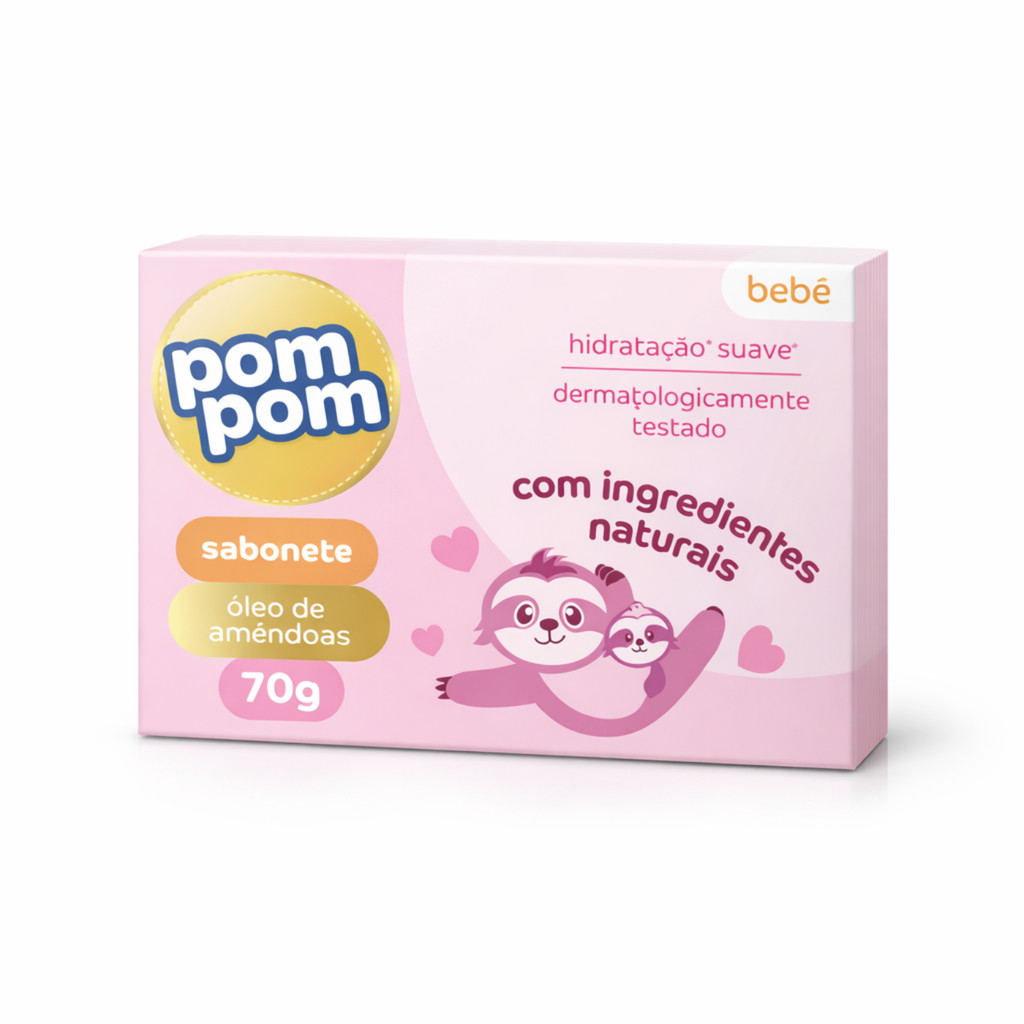 Kit 3 Sabonetes PomPom em Barra | Rosa | 3 Unidades | 70g cada | Super Macio — imagem 2 de 2