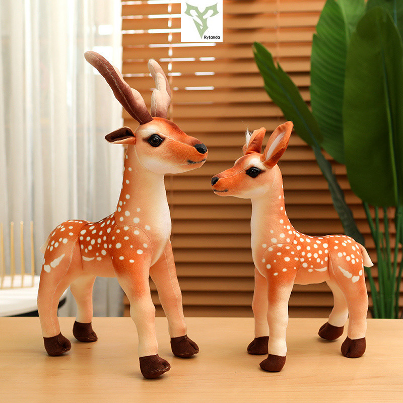 Rytanda Plum Blossom Deer Brinquedo De Pelúcia Bonito Simulado Postura Deitada Flor De Ameixa Travesseiro De Veado Bonec