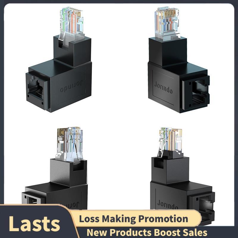 Adaptador Ethernet RJ45 Macho Para Fêmea , Extensor De Rede De 90 Graus Conector De Cabo CAT5E CAT6 CAT8