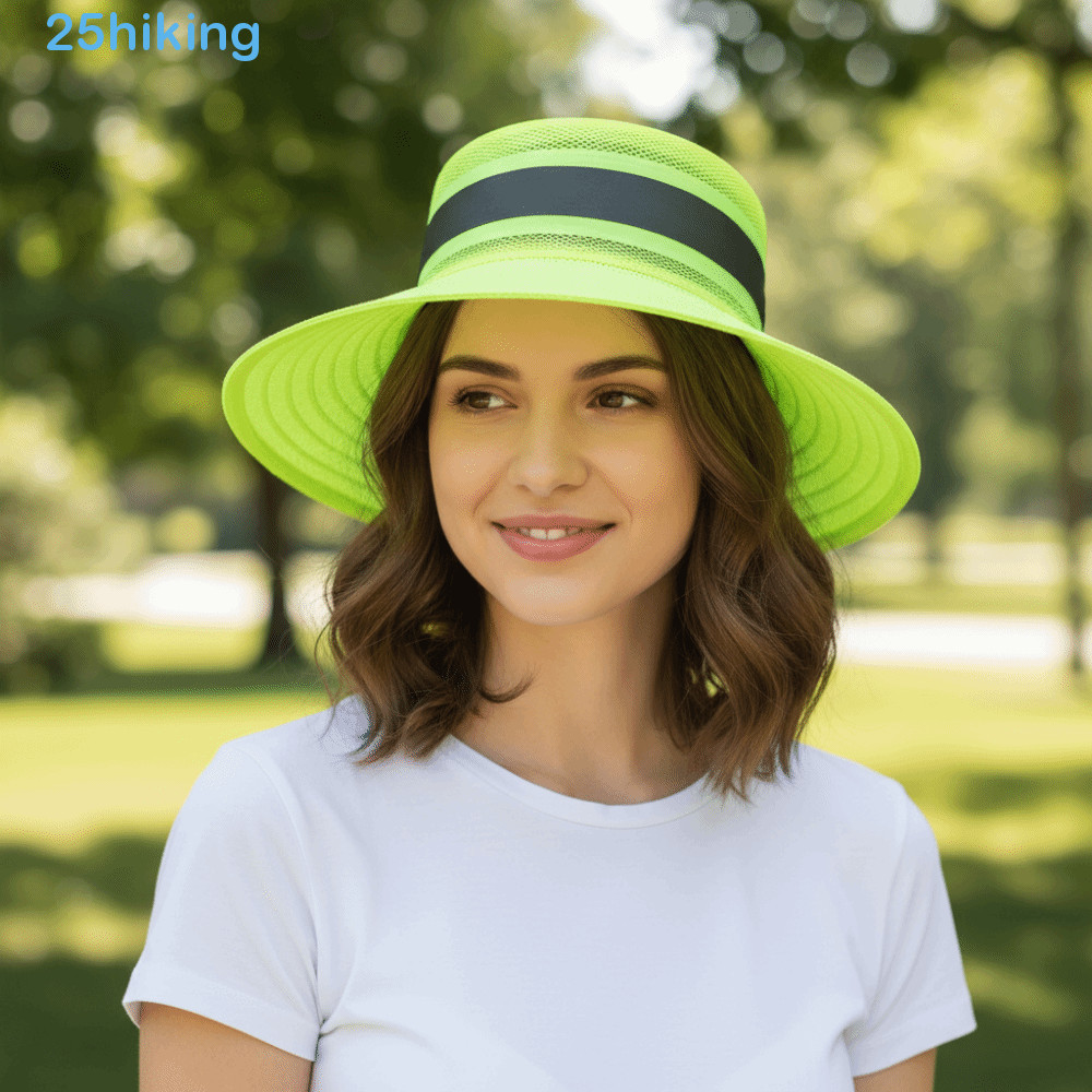 Chapéu De Sol Reflexivo Para Caminhada , Balde Anti-UV Com Proteção De Design Ajustável , Aba Grande