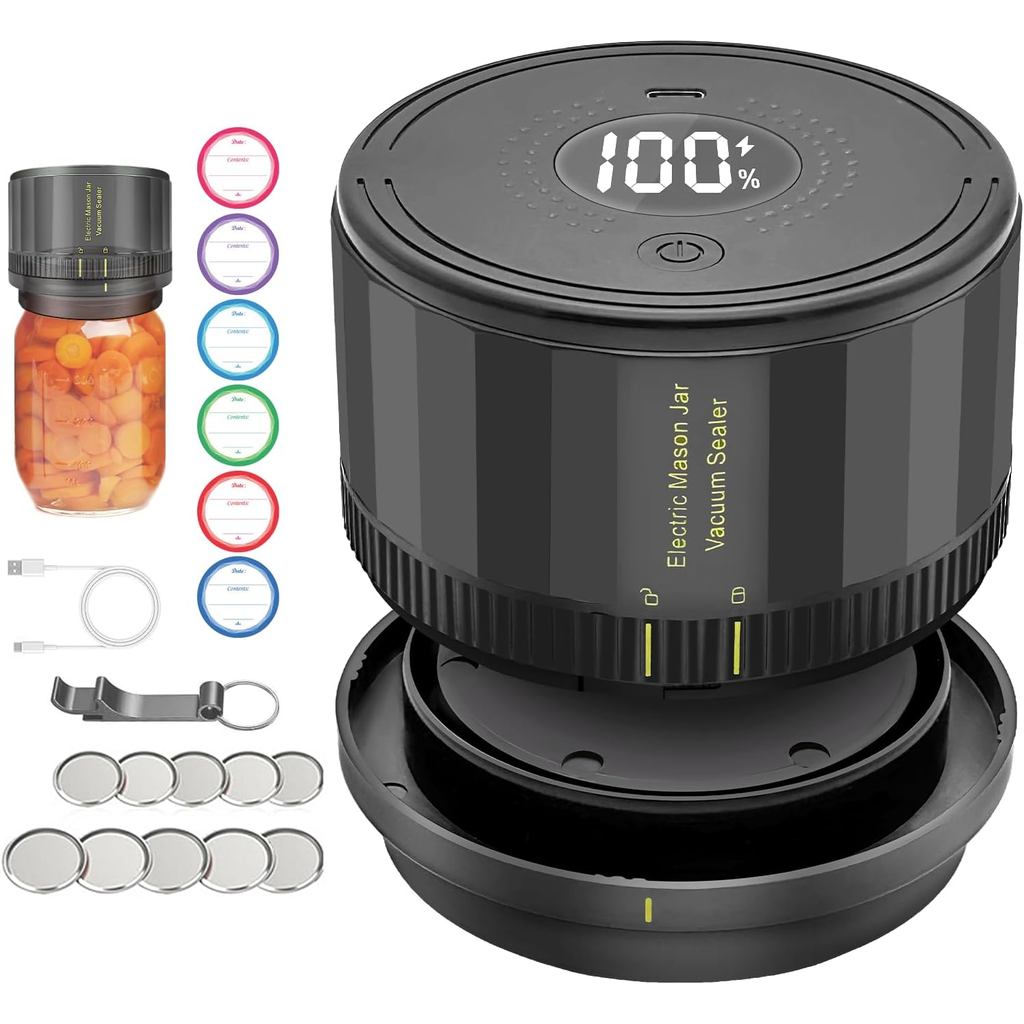 Selador a Vácuo para Potes Mason - Robot Seal Pot Masson, Tampa Universal Compatível com Potes de Boca Regular e Larga,