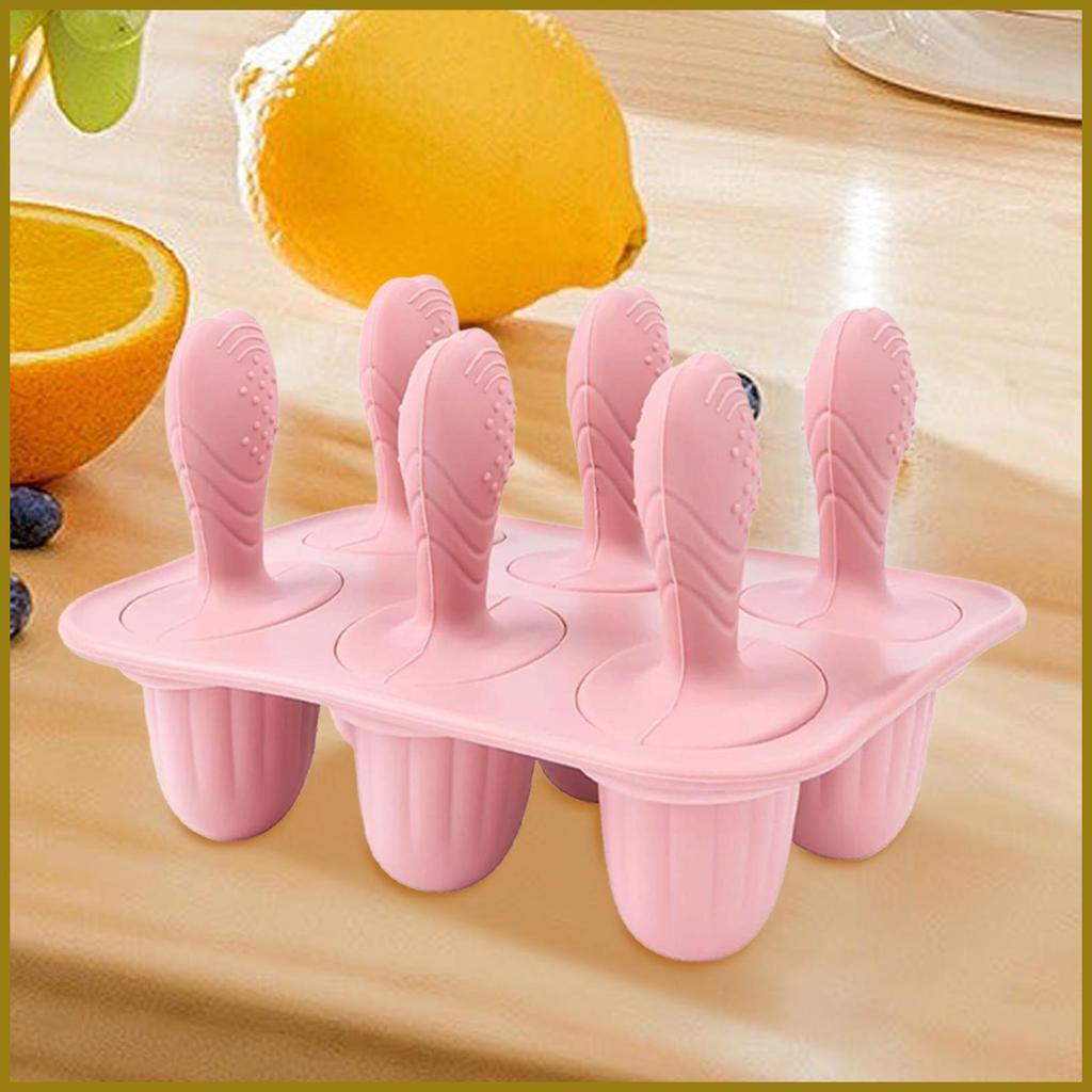 Moldes De Gelo Para Crianças , 6 Grades , Fabricante De Pop , Bandejas De Freezer , Silicone Reutilizável , Congelador C