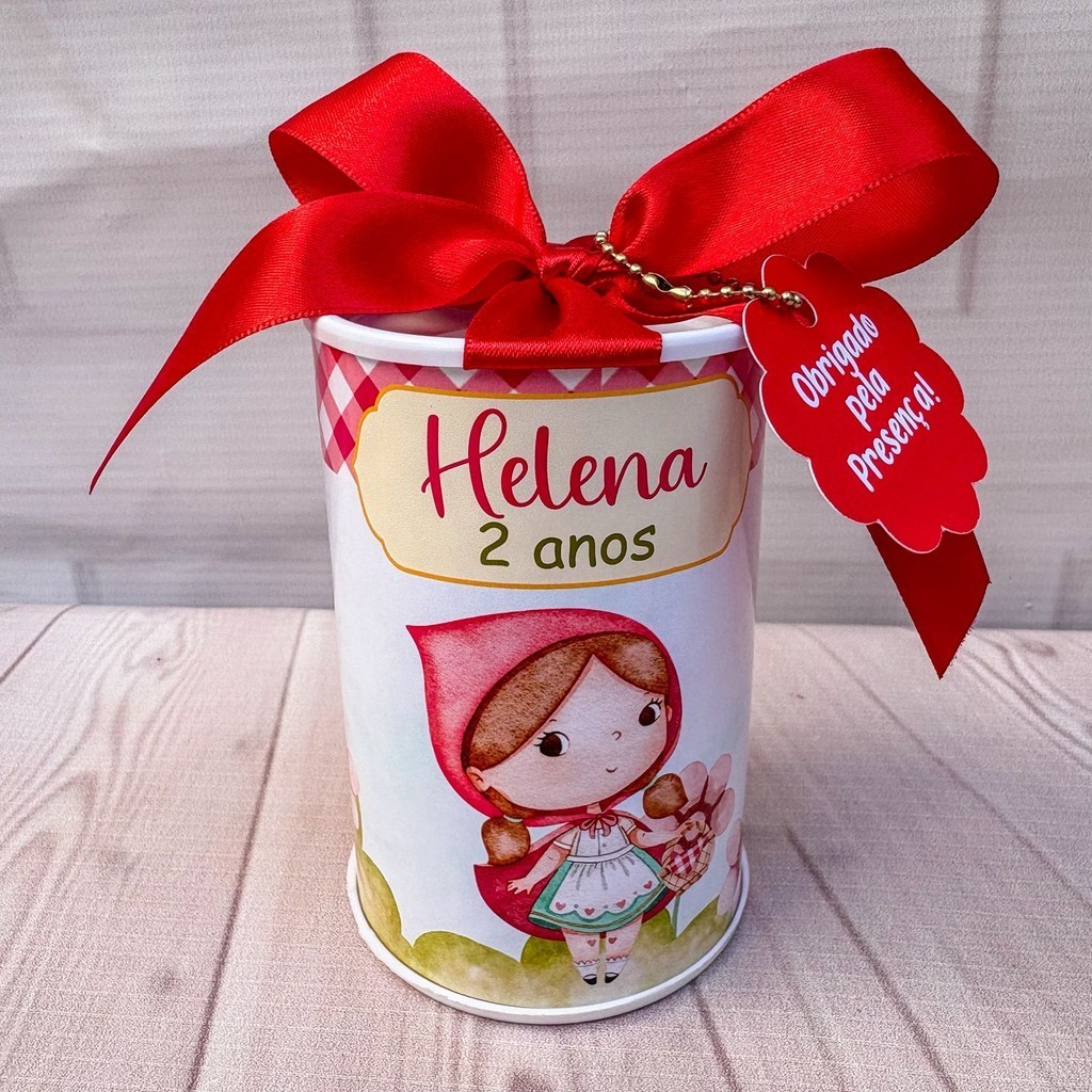 Kit Cofrinhos Personalizados Chapeuzinho Vermelho Cute 10x6cm Lembrancinha Festa Infantil Aniversário