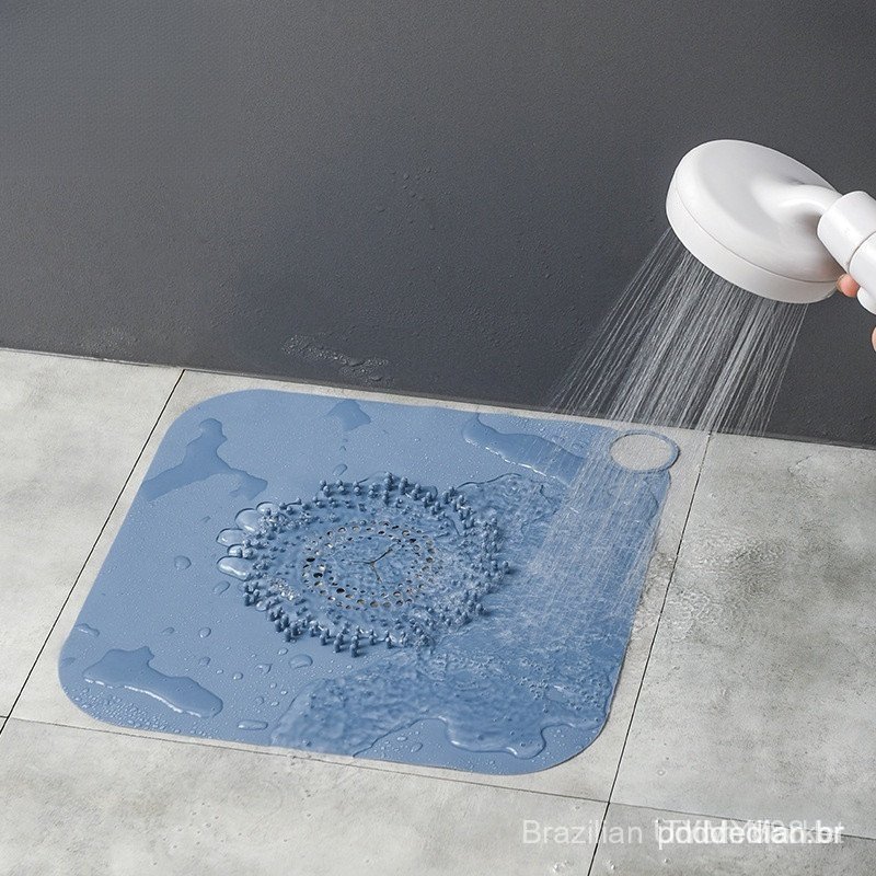 Grande tapete de silicone anti-entupimento para ralo de piso com alça/tapete de filtro anti-odor para banheiro