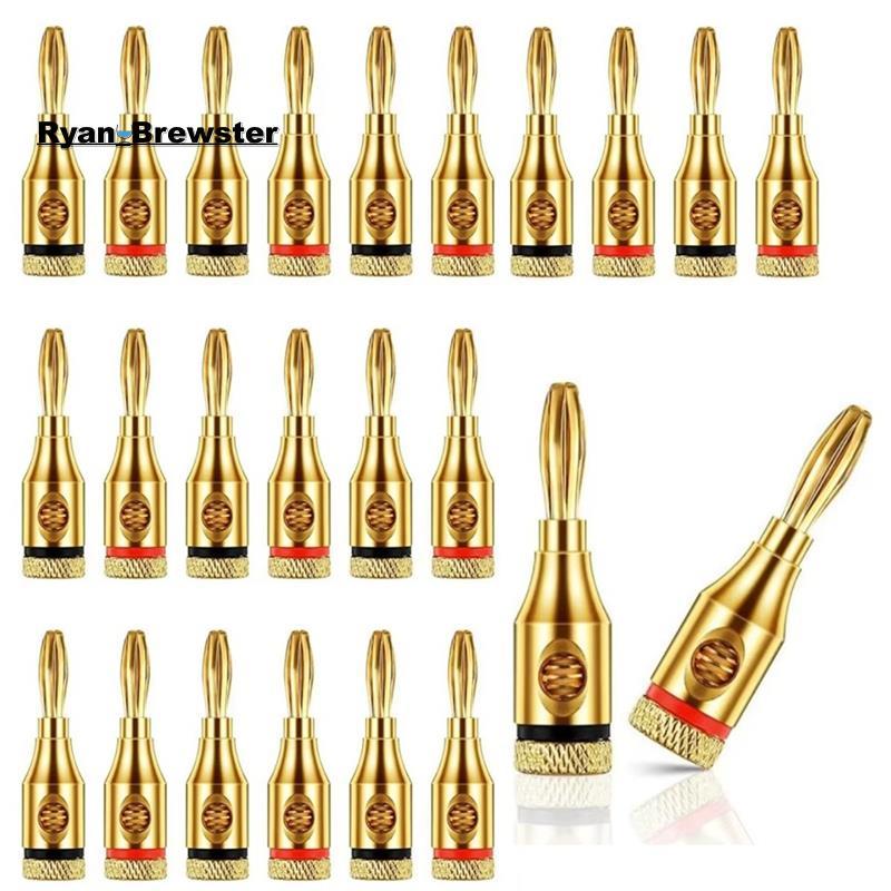 [Preferência R] 24pcs 4mm Banhado A Ouro Cabo Musical Fio Banana Plug Conector De Alto-Falante De Áudio Pino De