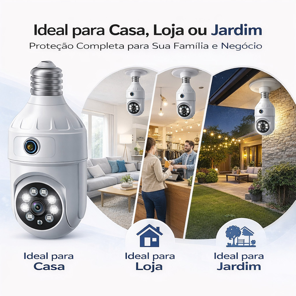1/2 Unidades Câmera Lâmpada WiFi ICSEE 360° Full HD Visão Noturna Soquete E27 Monitoramento ANJGG BRASIL