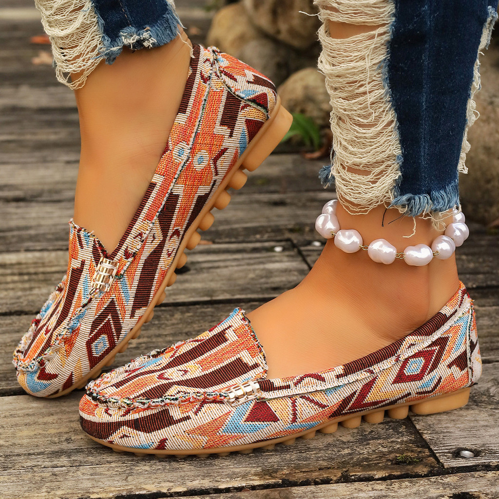 Mocassins mocassins comércio exterior Casual dedo do pé redondo boca rasa mulheres Plus Size sapatos planos ervilhas moc