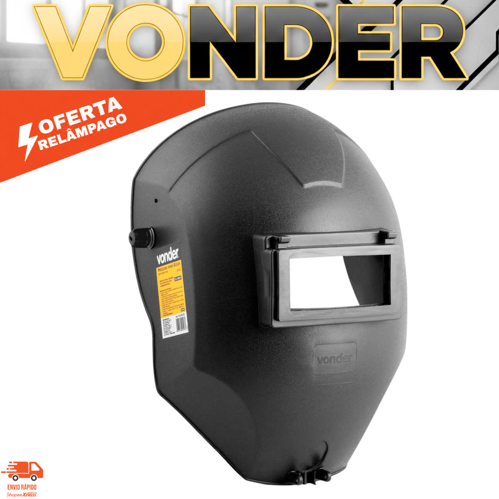 Máscara Para Solda Com Visor Fixo Ajuste Simples VD 722 VONDER Solda Resistente Oferta