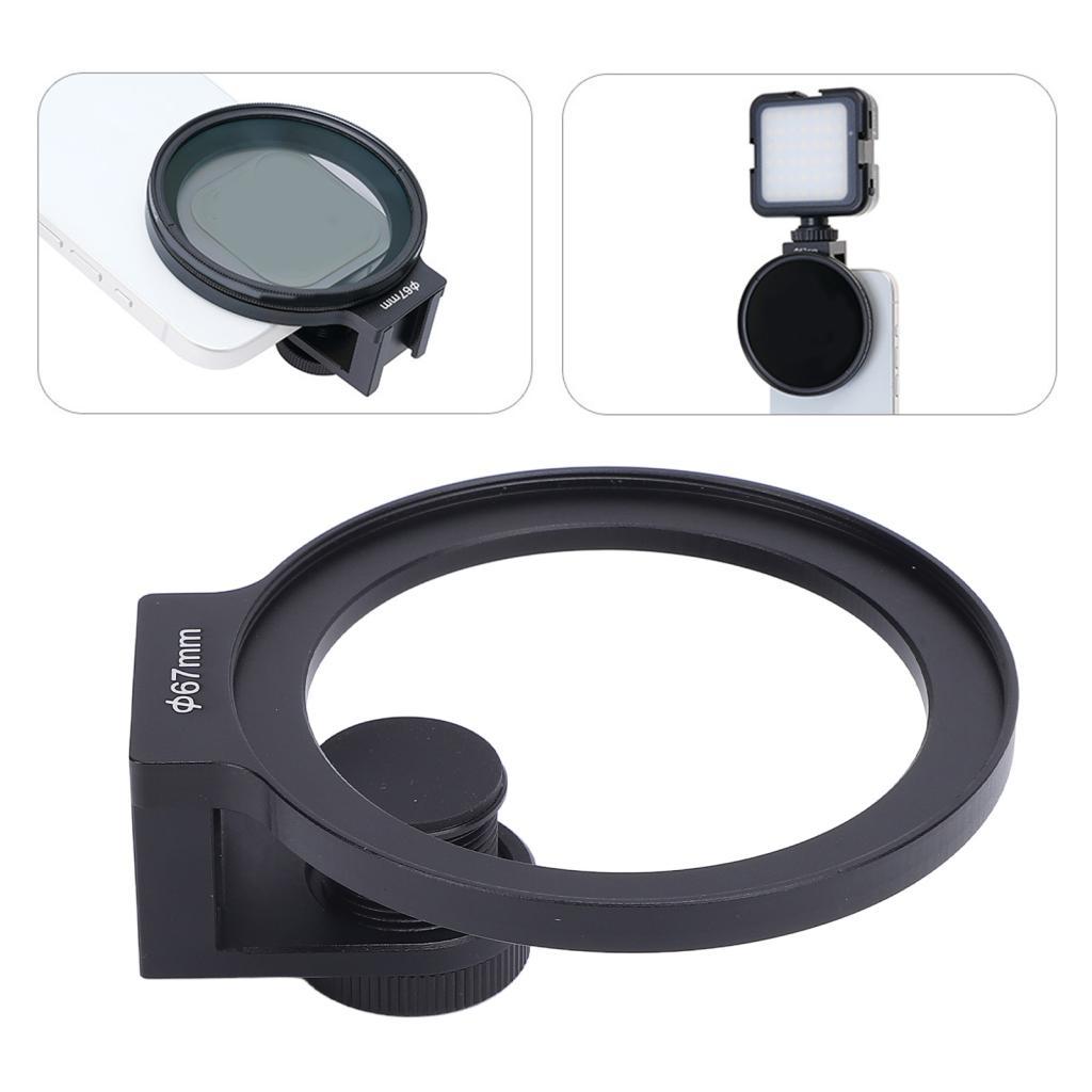 Clipe em adaptador de filtro de lente de rosca de 67 mm, liga de alumínio, montagem de sapata fria leve para gravação