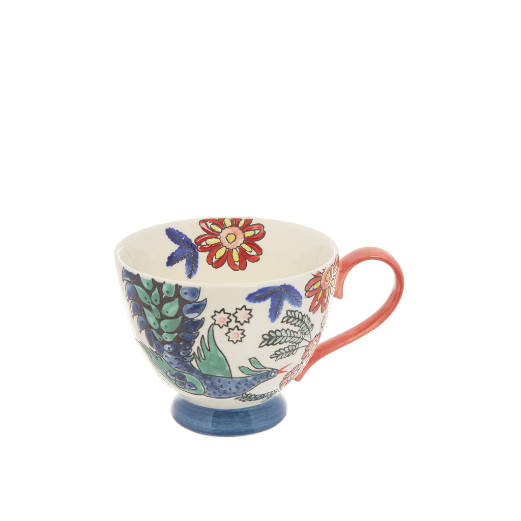 YG britânico pintado à mão em relevo Phoenix pássaro padrão café da manhã caneca copo de alto valor xícara de café aveia