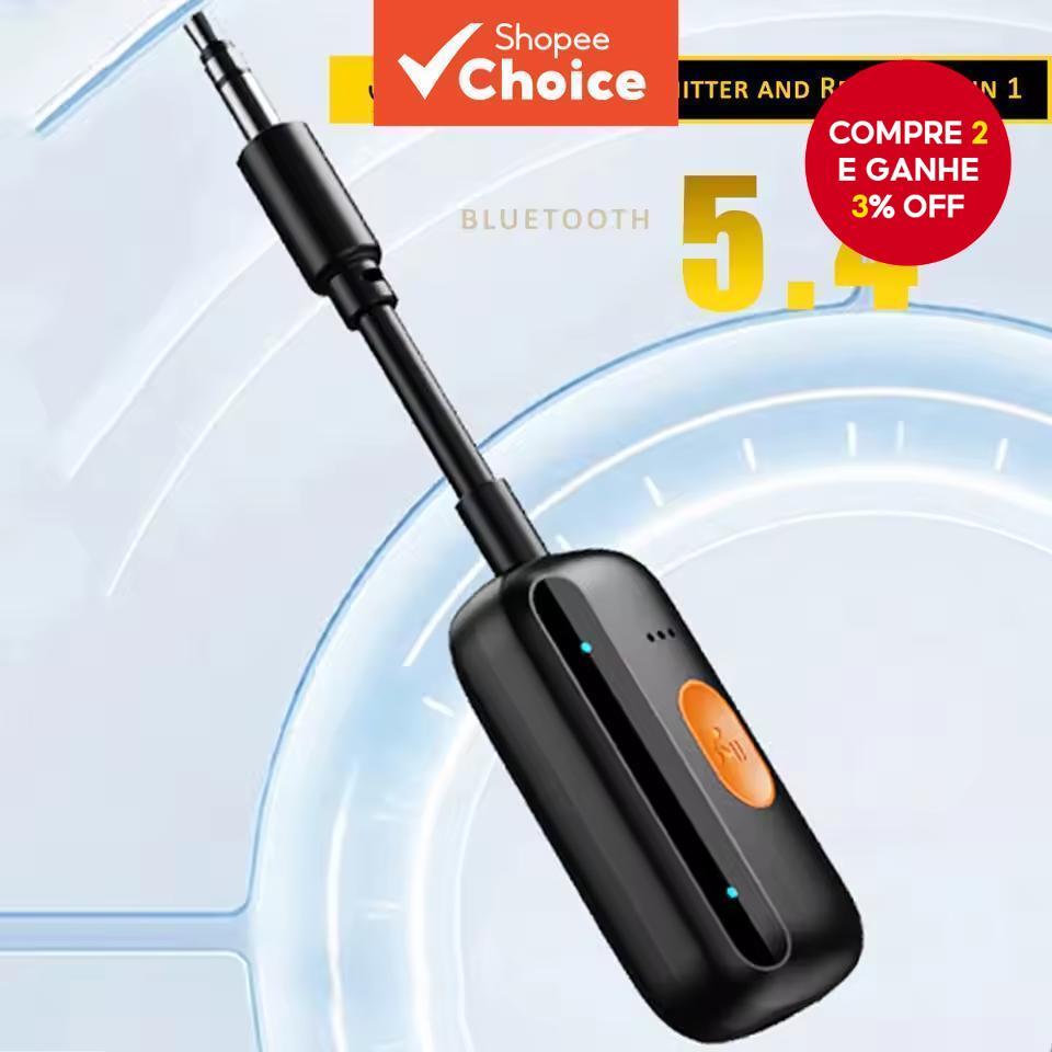  Adaptador 2-em-1 SPRISE Bluetooth 5.4 Sem Fio Receptor/Transmissor para Som Automotivo com Entrada Auxiliar 3.5mm