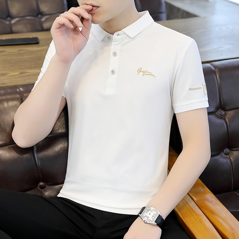 2026 verão novo estilo camisa de negócios de manga curta camiseta masculina Street Wear camisa polo magro-ajuste lapela