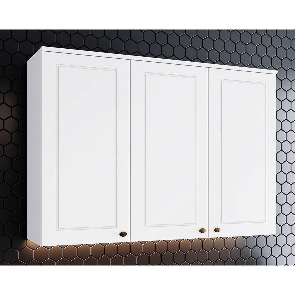 Armário Aéreo p/ Cozinha Americana 3 Portas 120cm Branco - Henn