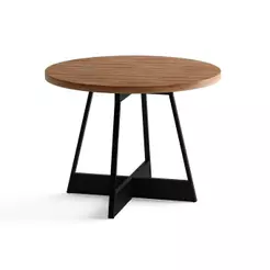 Mesa de Sala Jantar Átria 1594 Redonda Aço c/Tampo Madeirado Redondo 100cm Nogal/preto/preto - Carraro