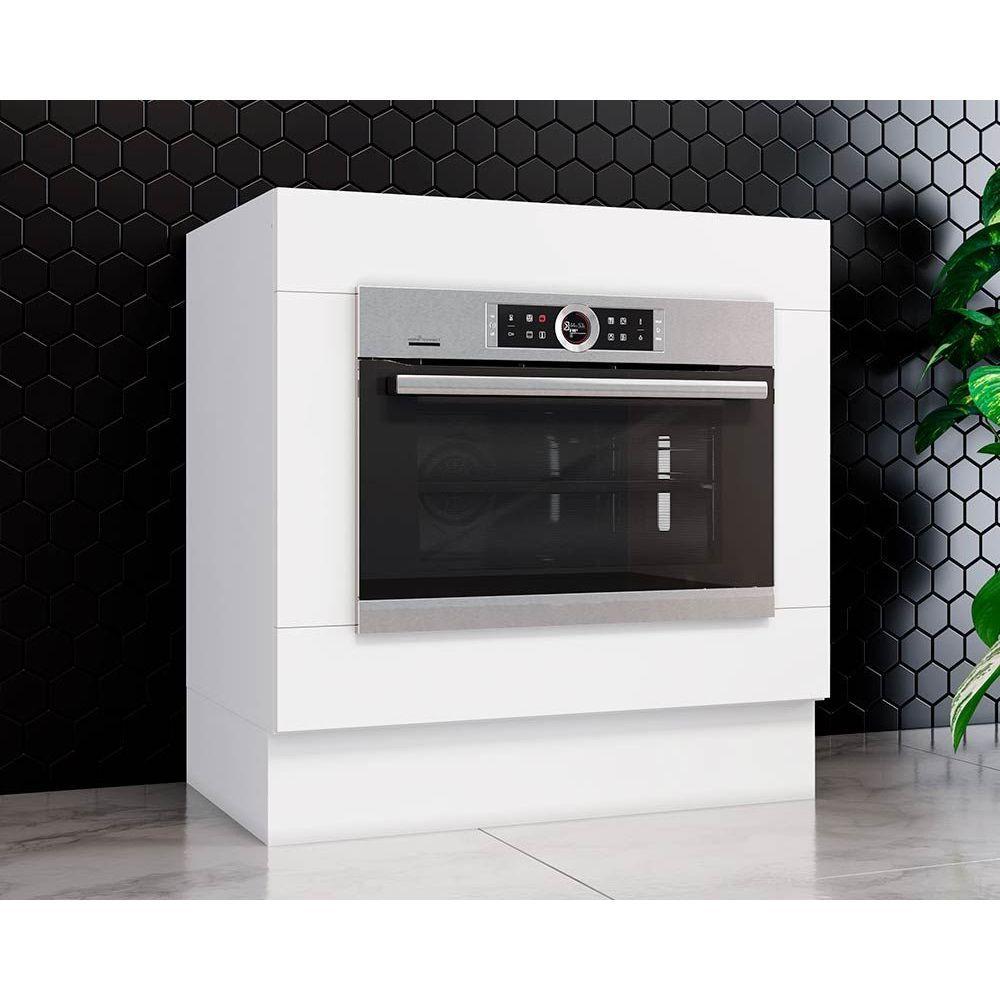Balcão de Cozinha Modulado Americana p/ Forno Embutir s/ Tampo 80cm Branco - Henn