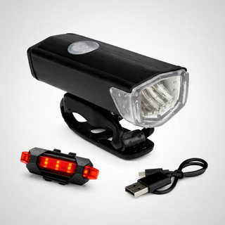 Kit Farol E Lanterna Traseira Bike Led Recarregável Usb 400 Lúmens Prova Dágua Segurança Bicicleta