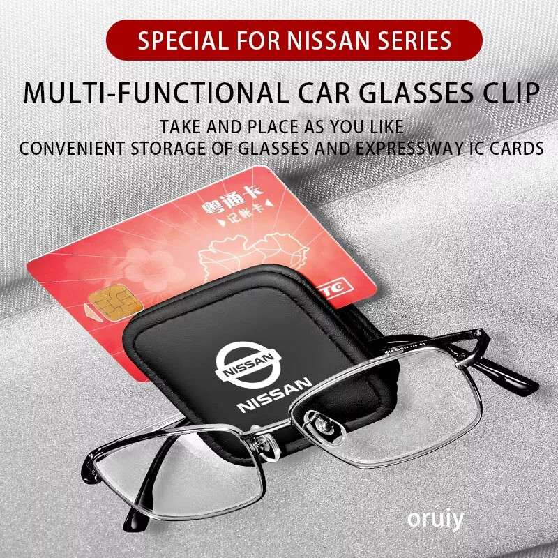 [Nissan] Clipe de couro para óculos de carro, clipe de armazenamento de cartão IC, acessórios para SENTRA LIVINA TIIDA M