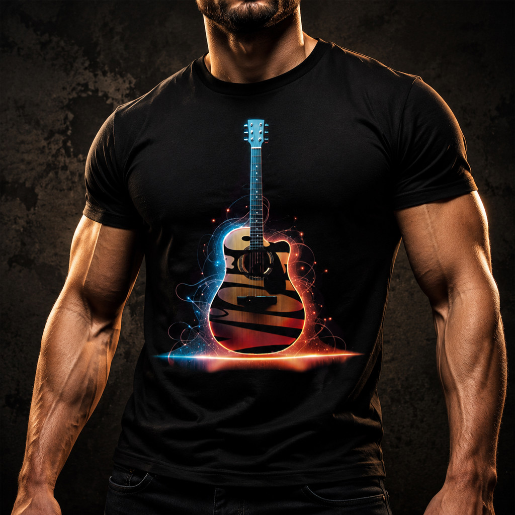 camisa camiseta masculina violão guitarra rock roll musica musico cordas festa show