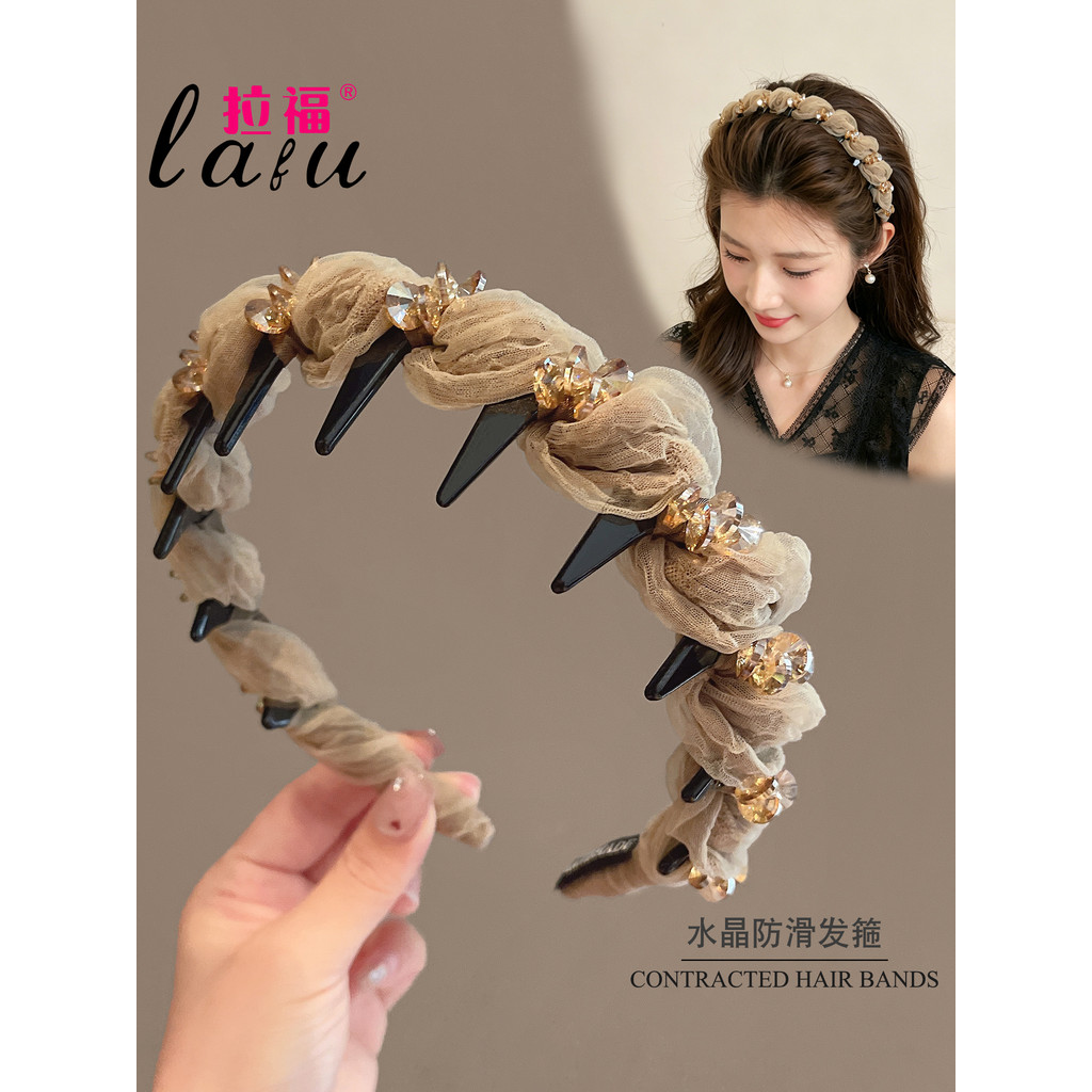 Alta crânio bandana feminino 2026 novo estilo bandana high-End moda rosto lavagem bandana com pressão dos dentes Hairpin