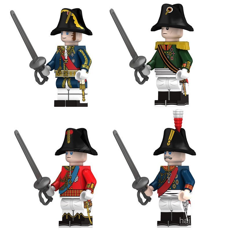 Figura de Brinquedo em Blocos de Montar de Terceiros, Miniatura de General da Guerra Napoleônica, Marçal, Duque 045-048