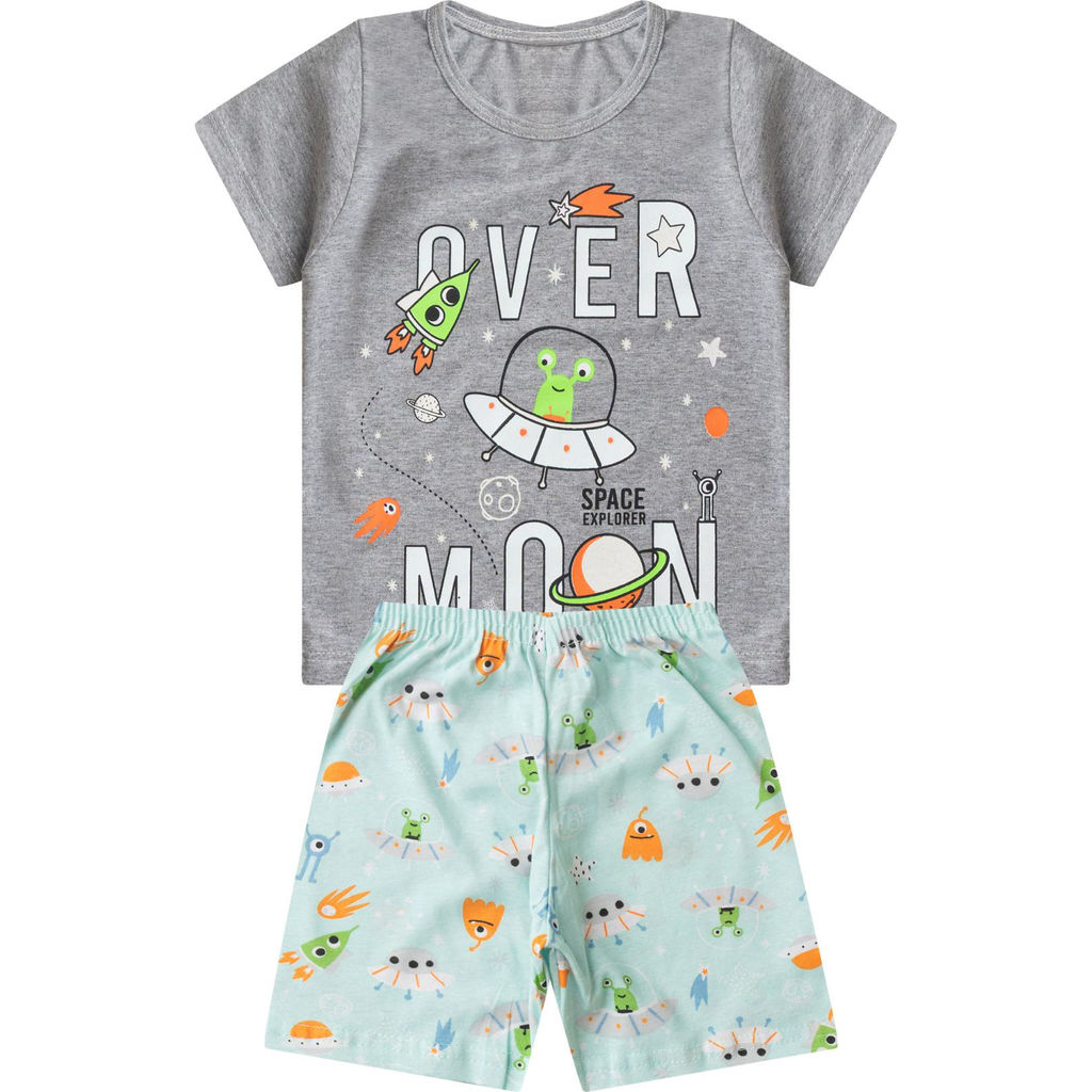 Pijama Infantil Menino Brilha No Escuro Select Cinza