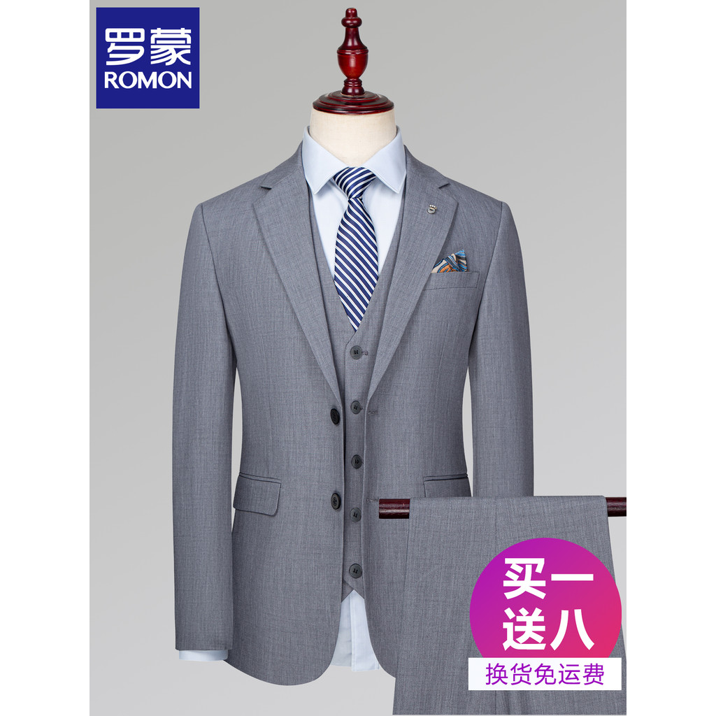 Lomon primavera verão estilo fino cinza com terno de linho terno masculino fino ajuste versão coreana terno de casamento